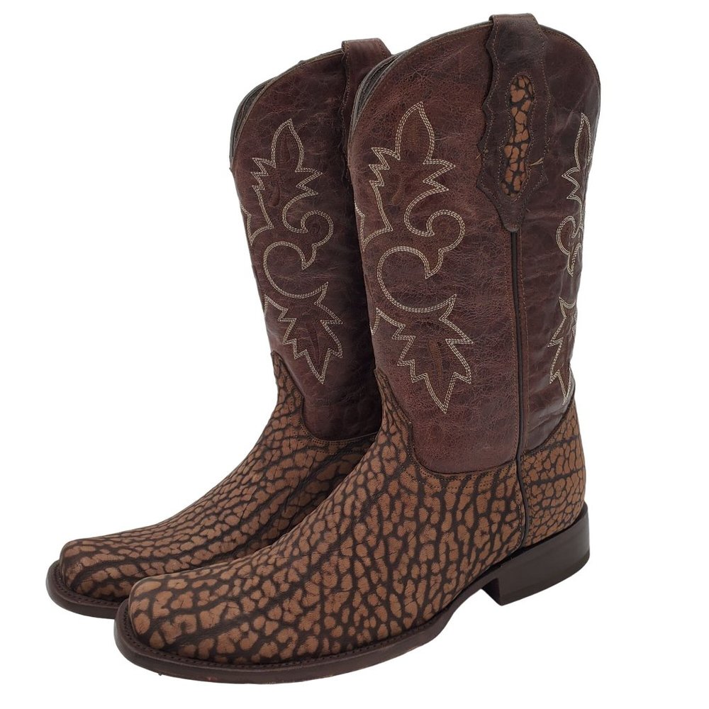 JW Ranch Leon Mexico crafted mens 9.5 brown suede bull neck cowboy western boots - Picture 10 of 16